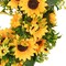 Artificial Sunflower Summer Wreath - 16 Inch Decorative Fake Flower Wreath with Yellow Sunflower and Green Leaves